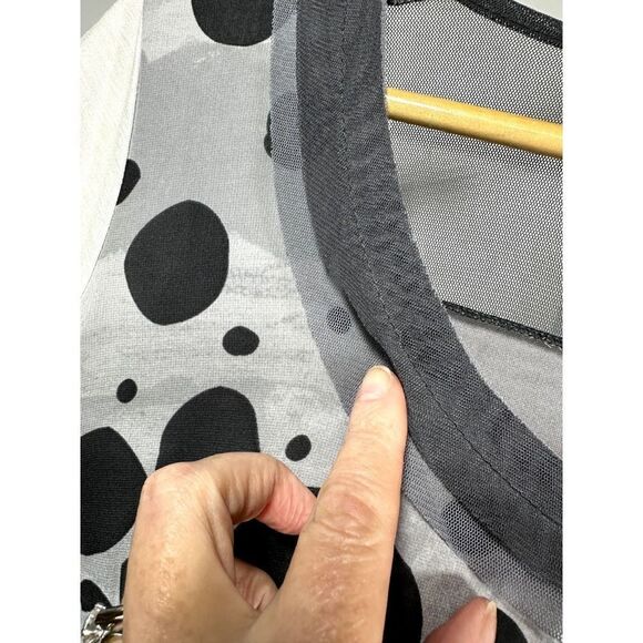 MADO ET LES AUTRES Women's Polka Dot Crew Neck Blouse Black White Size 46 - Picture 4 of 13